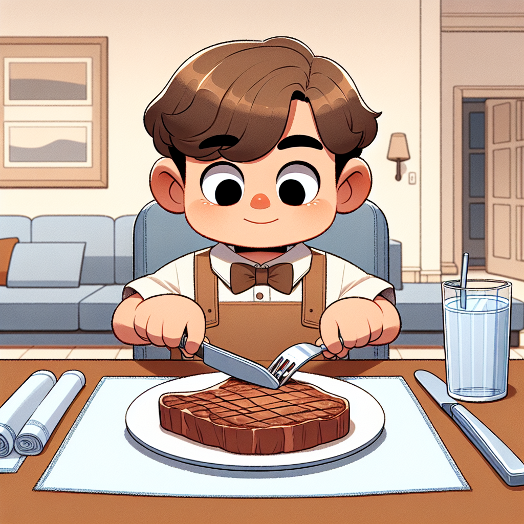 我用刀子和叉子吃牛肉。