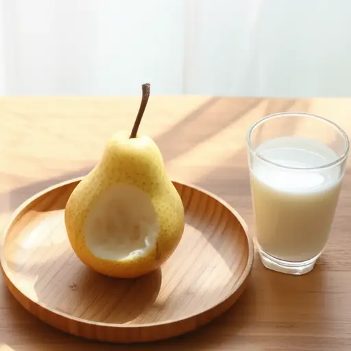 我早餐吃了一个梨。