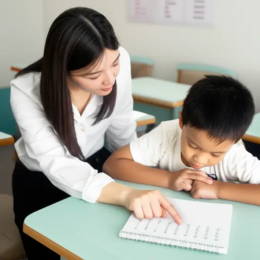 我的老师正在帮助我提高写作水平。