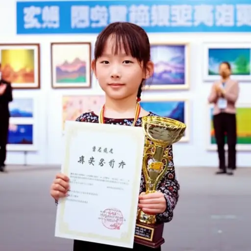 她在绘画比赛中赢得了一等奖。