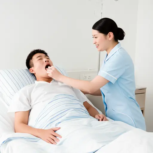 病人由一位友善的护士照料。