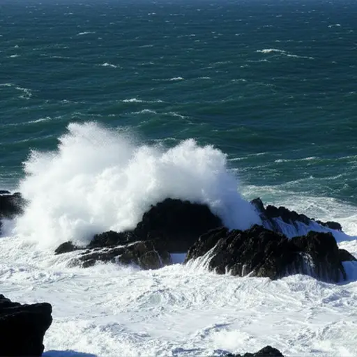 我听到一个巨浪拍打在岩石上。