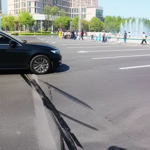 我刚开车穿过广场，这时另一辆车过弯时速度太快，打滑失控了。