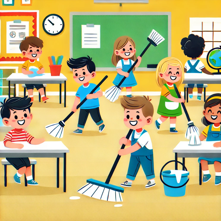 让我们打扫教室吧。