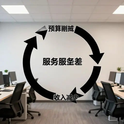 公司陷入了一个恶性循环，预算削减导致服务质量差，进而进一步减少收入。