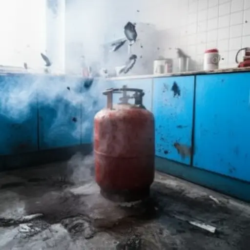 由于压力骤增，那个旧煤气罐爆炸了。