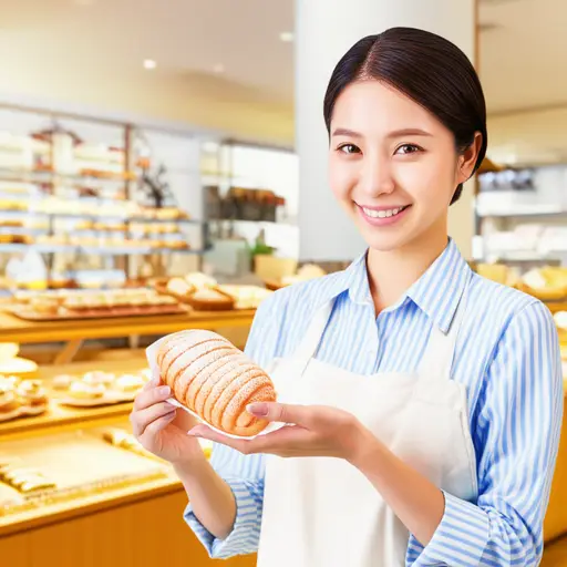 作为零食，她从面包店买了一个冰镇面包卷。