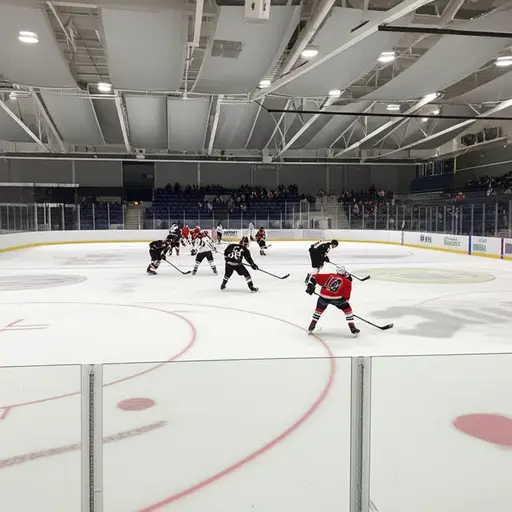 他在周末参加了冰球比赛。