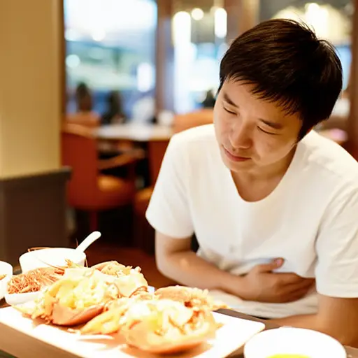 吃了那么多海鲜后，我的胃有点不舒服。