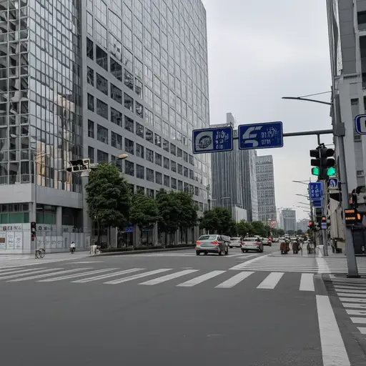 在交通信号灯处左转。