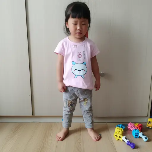 我的妹妹丢了她的玩具，现在她很不高兴。