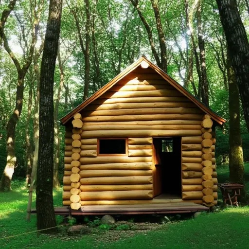 他们在树林里建了一个质朴的小木屋。