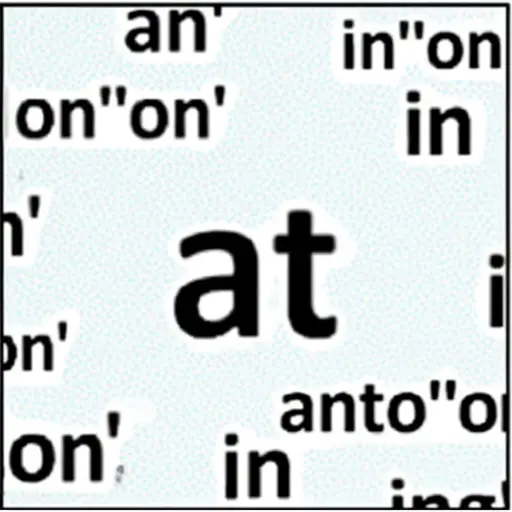 在英语中，'at'是一个常见的介词。