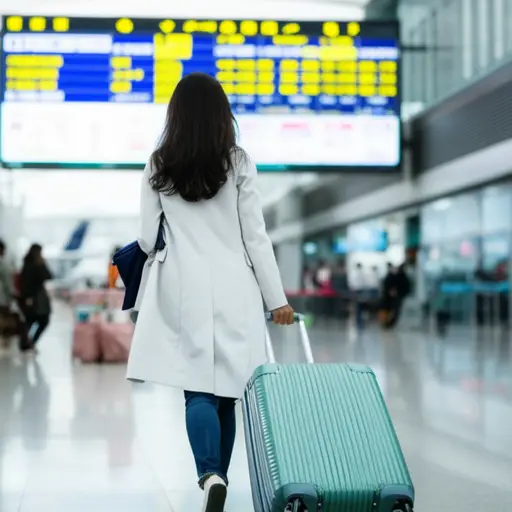 她及时赶到机场，赶上了飞机。