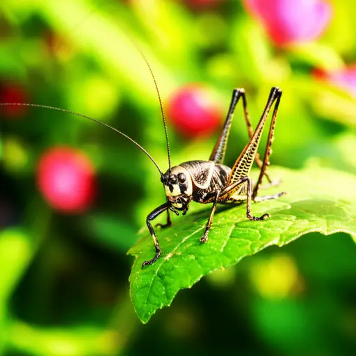 一只蟋蟀在花园里不停地鸣叫。