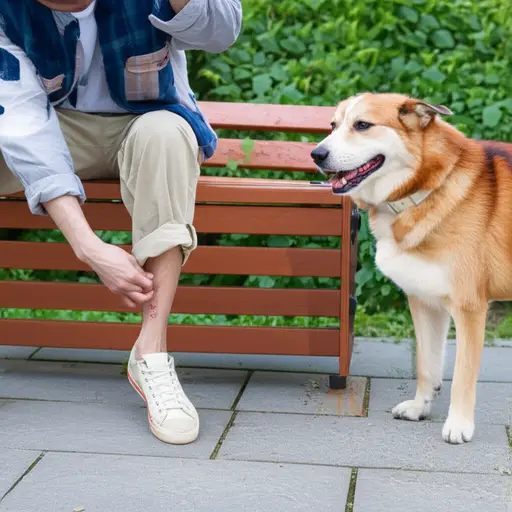 我的腿被狗咬了。