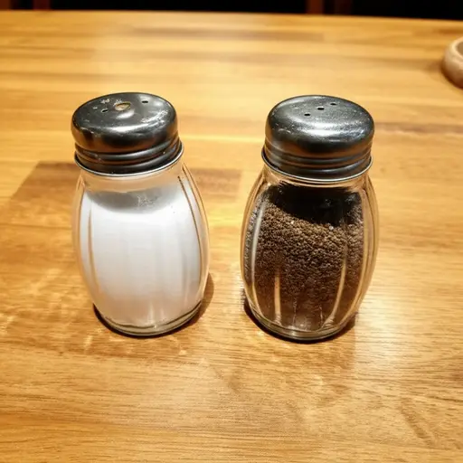 桌子上有盐和胡椒。