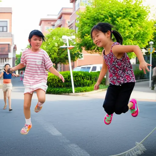 孩子们在街上玩耍。