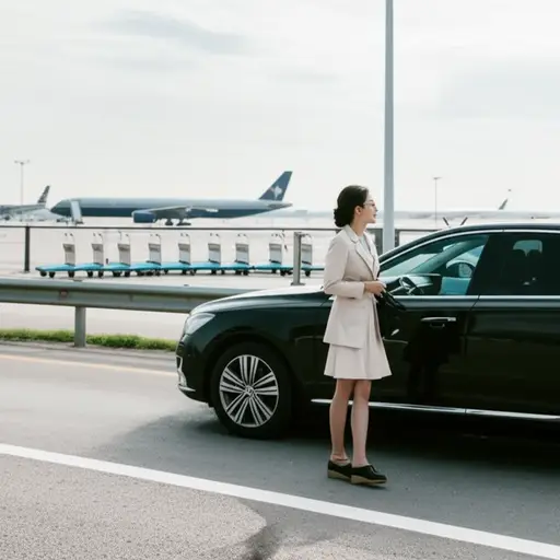 她安排了一辆车在机场接我。