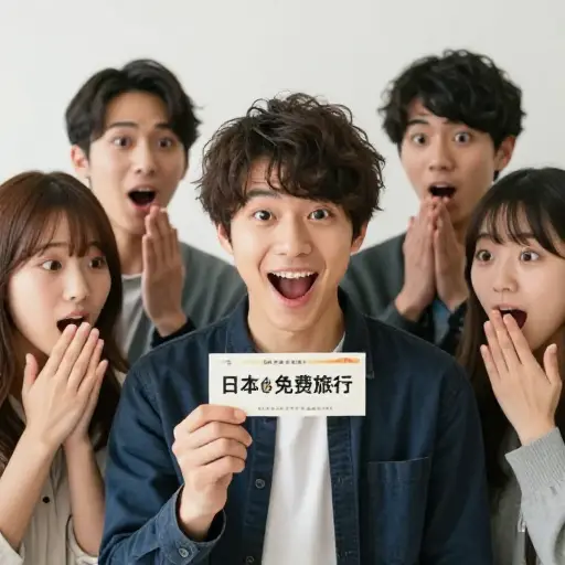 “他刚刚赢得了一次去日本的免费旅行！” - “真的吗？太棒了！”