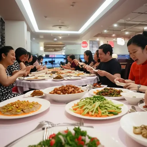 “这里的食物很棒。”“人们都这么说。”