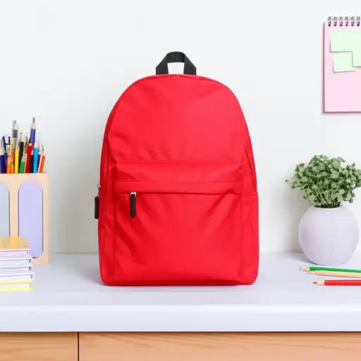 这个红色的书包是她的。