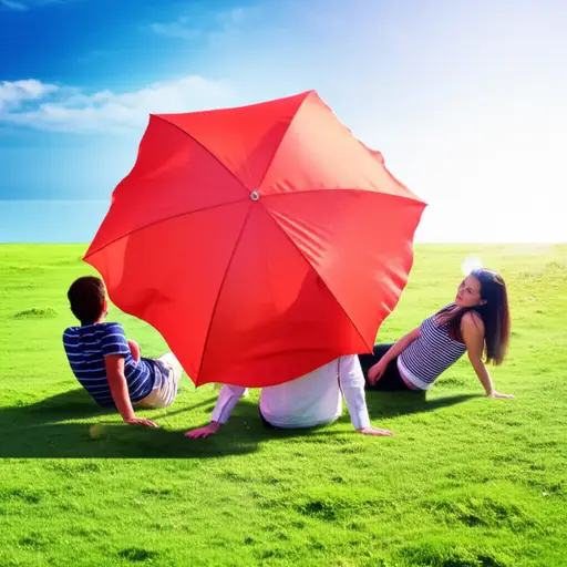 我们在一把大伞的荫凉下休息。