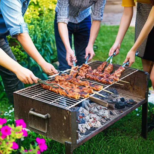 我们在花园里烤肉。