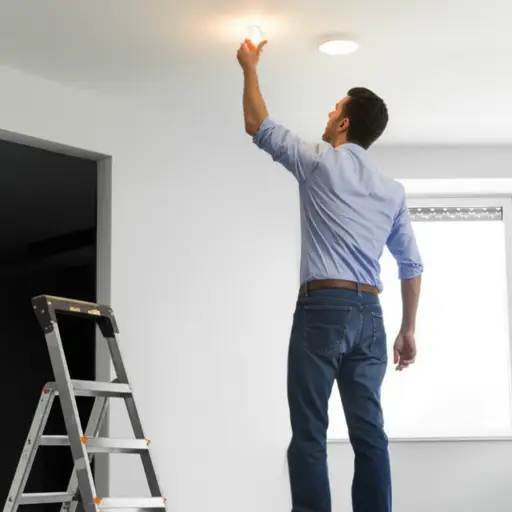 我需要拿一个梯子来更换天花板上的灯泡。