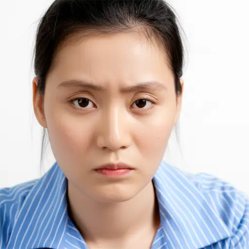 她脸上带着专注的表情。