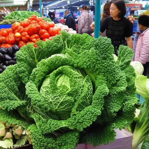 我在市场买了一个萨沃伊卷心菜。