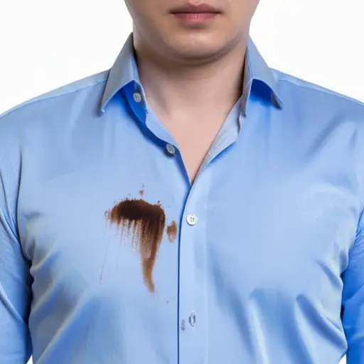 他的衬衫前面有咖啡。