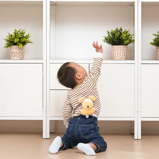 那个孩子够不到架子。