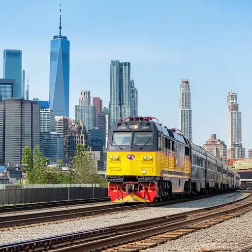 我们从纽约坐火车到华盛顿。