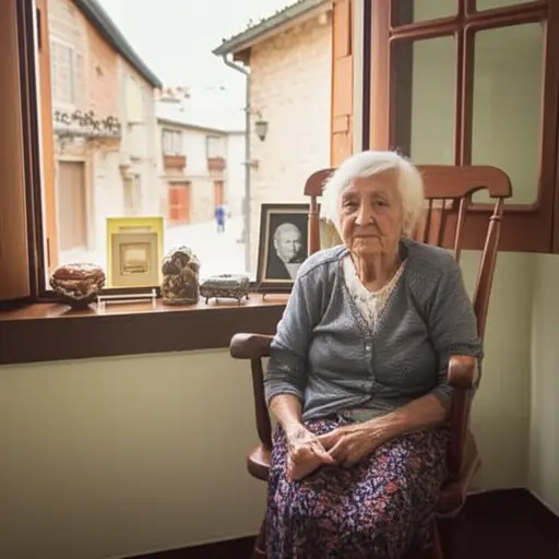 她是最年长的——98岁——并且知道我们镇的整个历史。