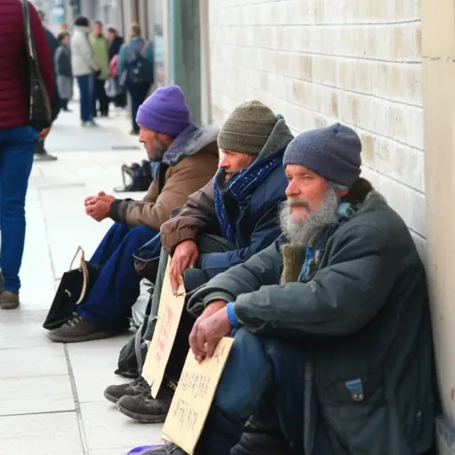 如今，街上乞讨的无家可归者越来越多。