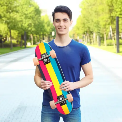 我有一块新滑板。