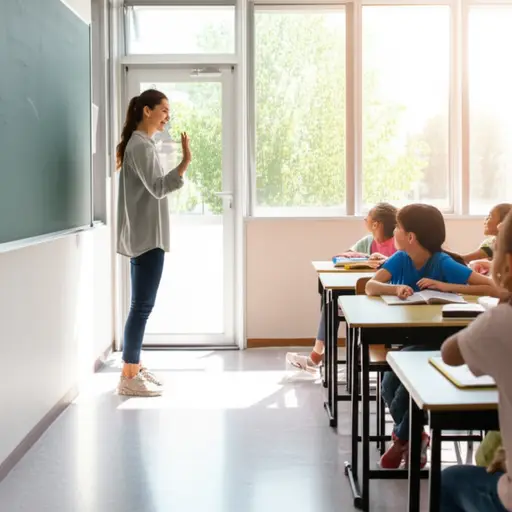 老师在上课开始时热情地迎接了学生。
