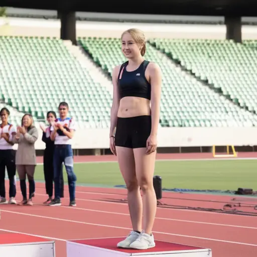 她在比赛中获得了第三名。