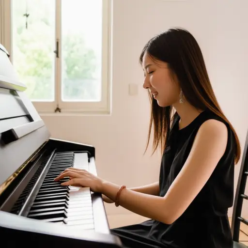 她从不厌倦弹钢琴。