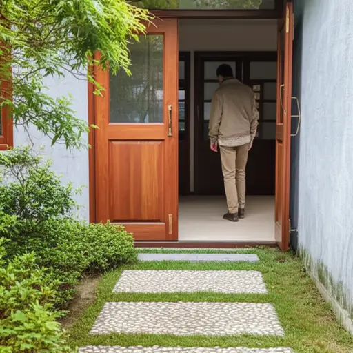 他从后门离开了房子。