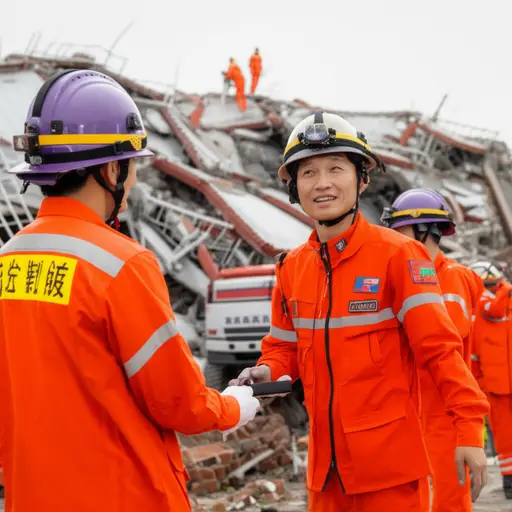 救援队确保每个人都安全。