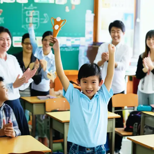 我在学校的抽奖活动中赢得了一个小奖品。