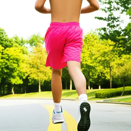 彼得刚穿着他亮粉色的短裤慢跑过去。