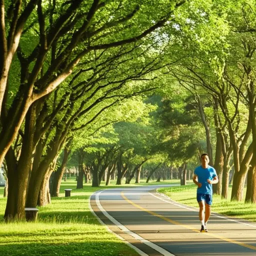 我每天早上在公园里慢跑。