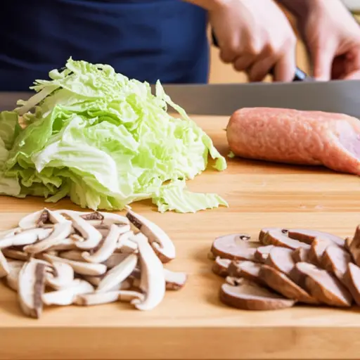 他们准备卷心菜配蘑菇和香肠。