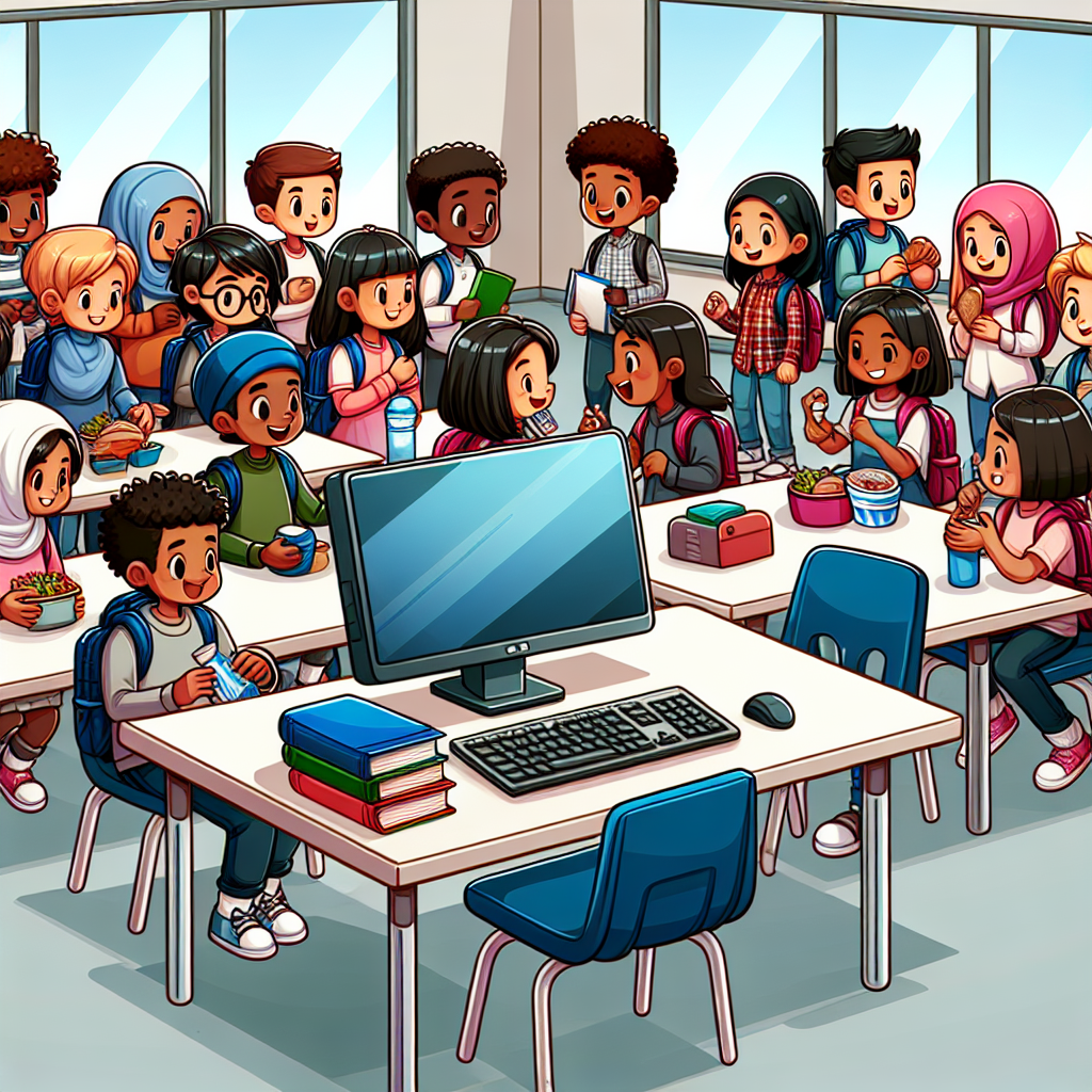 我们教室里有一台电脑。