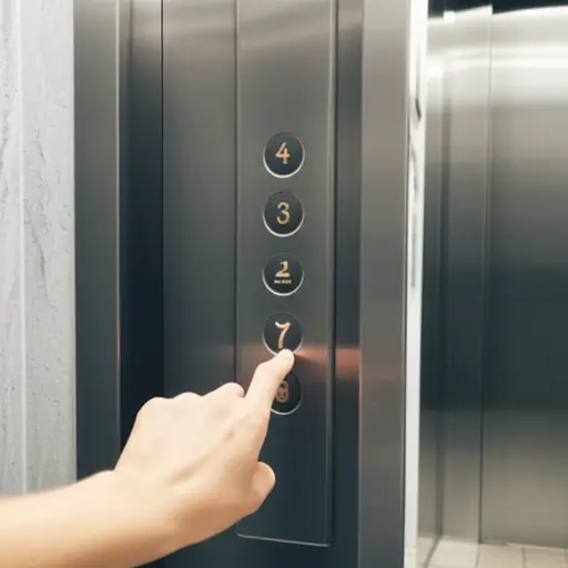 我按了电梯按钮。