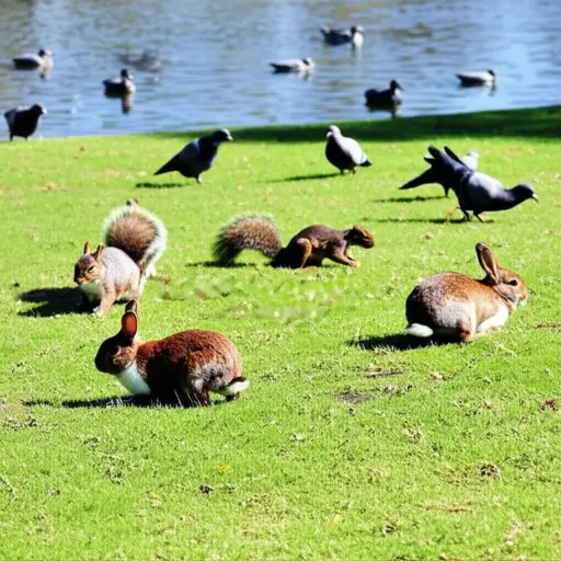 我们在公园里看到了各种各样的动物。