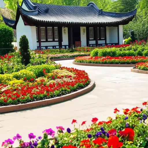 这座古老的寺庙被美丽的花园环绕。